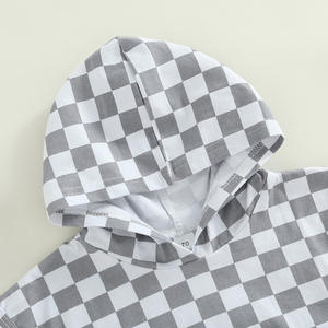 Sudadera con Capucha a Cuadros para Bebé Niño, Moda 2022, Manga Corta, Sudadera con Capucha a Cuadros, Sudadera con Bolsillo - Product Image 4