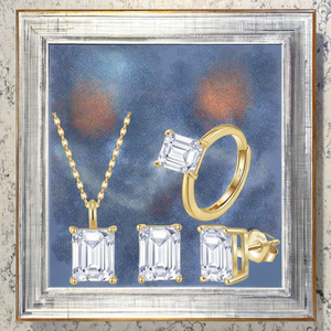 Princess Cut Moissanite Jewelry <b>Set</b> 925 Sterling <b>Silver</b> Classic Wedding Children's Party <b>Necklace</b> Ring - Product Image 3