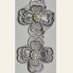 Accessoires <span class=keywords><strong>de</strong></span> vêtement à bricoler soi-même Tissu élégant en organza, broderie, couvre-chef, fabrication <span class=keywords><strong>de</strong></span> robes, grande perle, dentelle, strass - Product Image 3