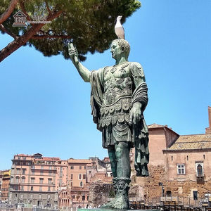 Statue grandeur nature de l'empereur romain célèbre Jules César Auguste Sculpture en métal cuivre bronze laiton technique coulée à la main - Product Image 2