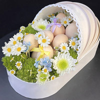 Boîte d'emballage en carton blanc avec nœud en dentelle pour bouquets de fleurs, vente en gros