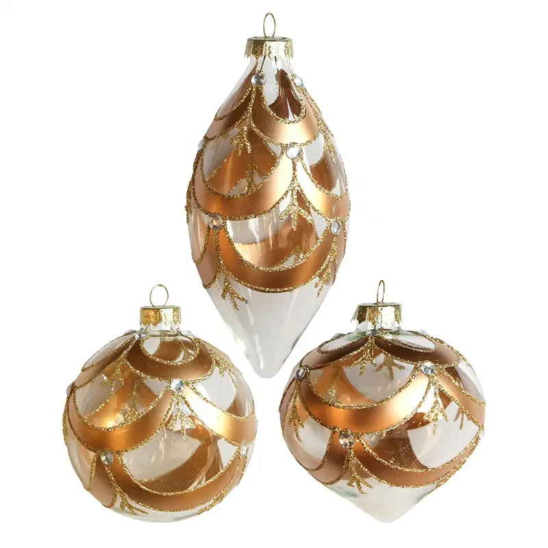 Factory Direct Sale Shiny Christmas Tree Ornaments Glitter Decoration Gift Glass Round Ball Christmas Ball Set