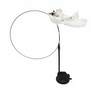 Jouet d'auto-entretenissement pour chat en forme d'oiseau avec ventouse en époxy, fil d'acier et <span class=keywords><strong>plume</strong></span> longue - Product Image 6