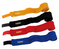 Bandages de boxe en coton TOPN avec logo personnalisé, 5 m, élastiques, pour Muay Thai et Kickboxing, respirants, absorbant la transpiration, protection CE