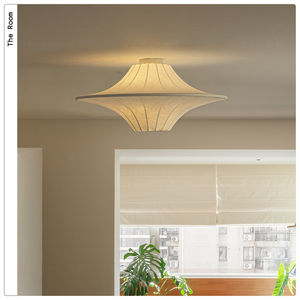 Plafonnier vintage en soie, style designer Wabi Sabi, luminaire créatif rétro français pour salon, salle à manger et chambre - Product Image 4