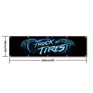 Bendera perbaikan ban 2x8FT, spanduk poliester ban truk bengkel dengan dekorasi luar ruangan toko grommet kuningan - Product Image 5