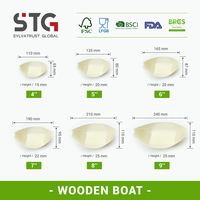 Plateau et bateau à sushi écologiques de 5 pouces, personnalisables OEM, en bois de peuplier, pour hôtels et réceptions de mariage, certifiés BSCI (audit usine)