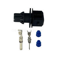 106462-1 Conector macho de 2 pines con carcasa AMP, paso de 5.00mm, Junior Power Timer, para inyector de combustible, conector de cable automotriz, negro/verde