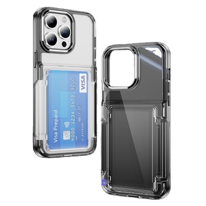Étui de téléphone porte-carte de haut rang pour iPhone 16 Pro Max couvertures arrière à rabat pour <span class=keywords><strong>samsung</strong></span> S24 étui arrière transparent pour iPhone 14 15 Pro - Product Image 1