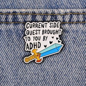 Pin in smalto con <span class=keywords><strong>meme</strong></span> ADHD: La tua missione attuale ti ha portato qui - Distintivo a forma di spada per la consapevolezza della salute mentale, iperfocalizzazione, neurodivergenti, executive - Product Image 2