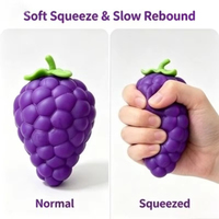 Jouet Squishy Raisin Violet Doux en TPR à Rebond Lent, Anti-Stress Réaliste en Forme de Fruit, Décompression Sensorielle pour Enfants, Idéal comme Cadeau