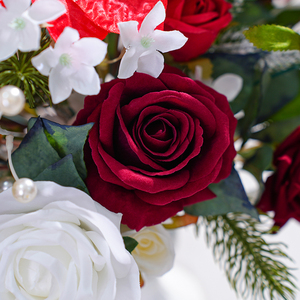 A866202 Christmas Series Red <strong>Vase</strong> <strong>Flower</strong> Ball Window Display Wedding Floral Arrangement Event Decor Supplies Photo Props - Product Image 4