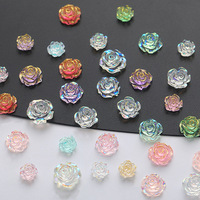 Miniatures de fleurs 3D en résine de 6 mm, roses peintes réalistes, décorations pour ongles, autocollants à dos plat, mini-breloques, bijoux, décoration DIY pour la maison, style folk