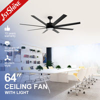 Ventilateur de plafond intelligent 1stshine 64 pouces avec lumière, 8 pales, commande vocale et application, haute efficacité, nouveau modèle d'usine