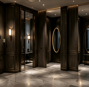 Luxury Bespoke Menswear Store Interior Design <b>Walnut</b> Antique Bronze Brushed Stainless Steel Eco-Friendly Heavy Duty Full Set - Product Image 5