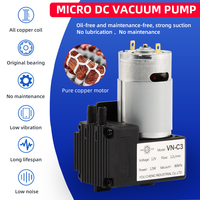 Pompe à vide à diaphragme miniature VN-C3 12W 12L/min -80kPa 12V 24V DC, petite pompe électrique d'aspiration d'air avec plaque de montage