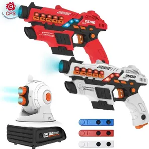 Proyektor Tag inframerah senapan Laser getar, 2 pemain, proyektor Game menembak kelompok keluarga untuk penggunaan dalam atau luar ruangan