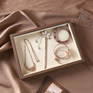GQK Walnut Wood Pattern Jewelry <b>Box</b> Necklace <b>Earrings</b> Rings/bracelets Organizer High-end Three-layer Jewelry Storage <b>Box</b> - Product Image 5