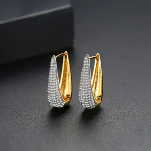 رومانسية أحدث تصميم 18k الذهب أقراط طارة هوجي المسيل للدموع قطرة أقراط للنساء