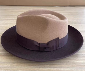 A111902 Chapeau haut de forme en feutre 100% laine de haute qualité, style Indiana Jones, Fedora, vente en gros pour événements professionnels, formels, à large bord, unisexe - Product Image 2