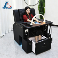 Fauteuil de pédicure gain de place, fauteuil à clous multifonctionnel avec table à ongles et rangement