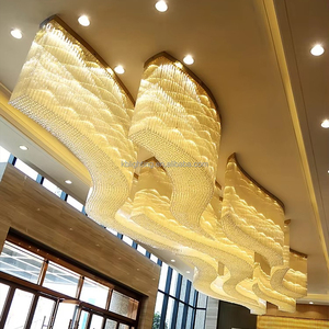 Customized Hotel Lobby Big Size Lamp Glass Hanging Modern Luxury White Gold Led Crystal <strong>Chandelier</strong> Light - Product Image 2