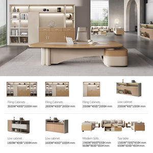 Escritorio ejecutivo moderno Último diseño Muebles de oficina de madera Escritorio en forma de L de jefe de lujo Escritorio de oficina Ceo Juego de mesa y silla de oficina - Product Image 4