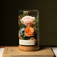 Rose séchée en gros sous cloche en verre – Décoration élégante pour la maison, cadeau pour la Saint-Valentin, la fête des enseignants et souvenir