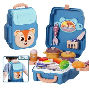 3 In 1 Set di giochi da cucina giocattolo zaino cartone animato gioco di ruolo per bambini cucina giocattoli da cucina accessori da cucina