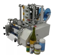 Machine d'étiquetage alimentaire électrique semi-automatique pour bouteilles à surface plane avec collage double face et emballage en bois
