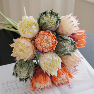 Bouquet de fleurs artificielles Protea, couleurs mélangées, en plastique, fait main, style européen, pour décoration intérieure, accessoires de mariage - Product Image 3