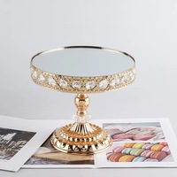 Ensemble de supports à gâteaux de luxe RHD en cristal, 3 pièces, en métal argenté et plaqué or, pour présentation de desserts sur table de mariage ou de fête