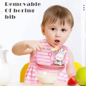 Bavoir pour bébé et tout-petit en PEVA imperméable, écologique, durable, avec motif de dessin animé détachable - Product Image 2