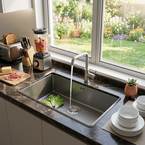 Compact Undermount Single Bowl 304 Stainless Steel <b>Kitchen</b> <b>Sink</b> with Sound Guard — Space-Saving, OEM - Product Image 1