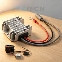 Kit adaptateur de puissance élévateur 12V/24V vers 48V avec connecteurs DC mâles/fils nus/pinces crocodiles/terminals annulaires, protégé par fusible pour voiture/camping-car/bateau
