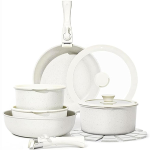 High Quality Bakelite Detachable Handle <b>Ceramic</b> Non-Stick Cookware Set Glass Lids Dishwasher Safe for Gas Induction - Product Image 1