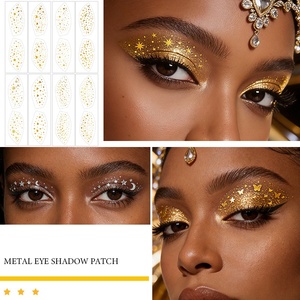 Autocollants de tatouage dorés métalliques scintillants et imperméables pour maquillage temporaire des yeux et du corps entier - Product Image 2