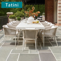 Table longue de tissage en corde pour extérieur Cour Jardin Loisirs Meubles Hôtel Patio Table imperméable Balcon Tables et chaises