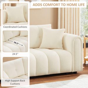 โซฟาปรับนอน3-Seater ทันสมัยหรูหราขนาด91.5นิ้วเฟอร์นิเจอร์ไม้ขยายได้สำหรับห้องนั่งเล่นห้องรับประทานอาหารห้องยิมผ้า Modular - Product Image 5