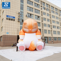 Modèle géant gonflable personnalisé de chat rose assis, motif animal de dessin animé, pour la publicité et la décoration d'événements en extérieur et de sites touristiques