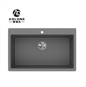 Éviers de cuisine en granit mat solide évier en quartz composite en granit noir à montage supérieur - Product Image 1
