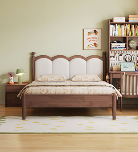 Base de Cama Minimalista de Madera con Cabecera Tapizada en Cuero Sintético, Diseño de Cama Suave - Product Image 3