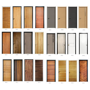 クロスグレインウォールナットフラッシュ木製ドア室内ドア最新チーク材ドアデザインモダンな寝室デザイン - Product Image 4