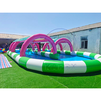 Piscine gonflable commerciale avec auvent pare-soleil, grande piscine rectangulaire pour enfants, idéale pour les fêtes en extérieur et la location