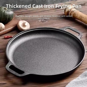 Poêle à griller plate en fonte à chauffage uniforme de qualité supérieure, avec double poignée, non revêtue, <span class=keywords><strong>pour</strong></span> crêpes, et ensemble complet d'outils de cuisson - Product Image 1