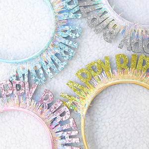 Long Lanh Hạnh Phúc Sinh Nhật <span class=keywords><strong>Sequin</strong></span> Headband Sinh Nhật Trang Trí Trang Trí Bữa Tiệc Sinh Nhật Trẻ Em Dành Cho Người Lớn Cô Gái Màu Hồng Bạc Màu Xanh <span class=keywords><strong>Headbands</strong></span> - Product Image 5