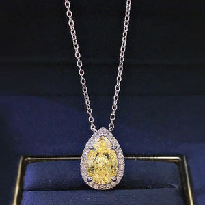 Collar con Colgante de Piedra de Circonio Rosa y Amarillo en Forma de Gota de Agua CAOSHI, Collar Chapado en Plata de Alta Calidad para Mujer - Product Image 5