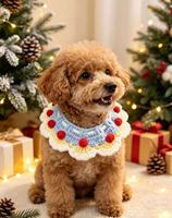 Nœud papillon tricoté de Noël pour animaux de compagnie – Adorable collier saisonnier pour petits animaux (Teddy, Bichon, British Shorthair, etc.)
