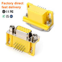 Connecteur D-Sub DB15 femelle haute densité à angle droit pour carte PCB, prise VGA 15 broches avec vis de verrouillage pour faisceau de câbles industriel