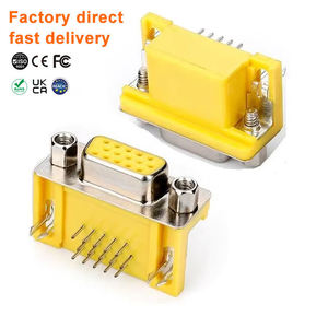ขั้วต่อ PCB แบบมุมฉาก D-Sub DB15 ตัวเมีย ความหนาแน่นสูง 15 พิน พร้อมสกรูล็อค สำหรับชุดสายไฟอุตสาหกรรม - Product Image 1